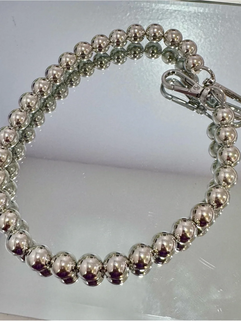 New Slim Silver Bead Bag Chain 18 inches